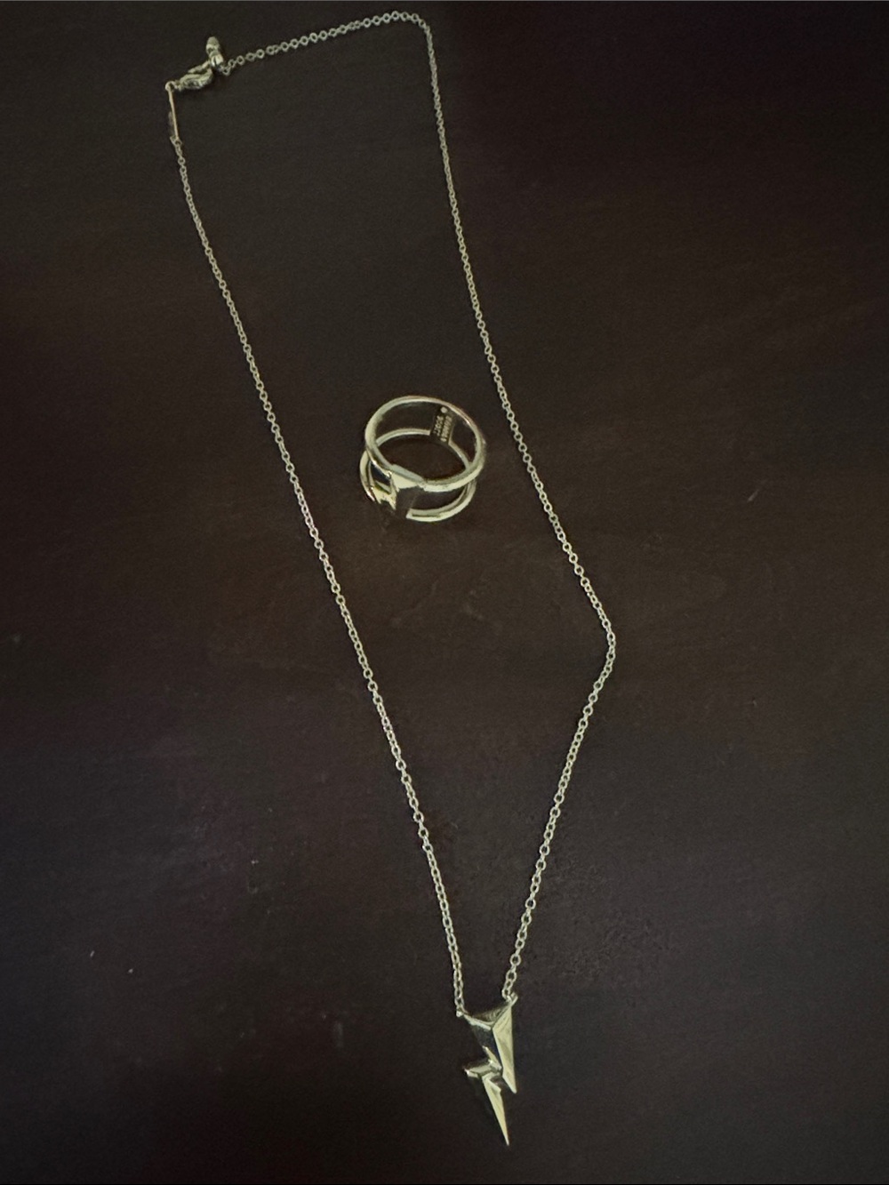 Kendra Scott Silver Lightning Pendant Necklace with Matching Ring